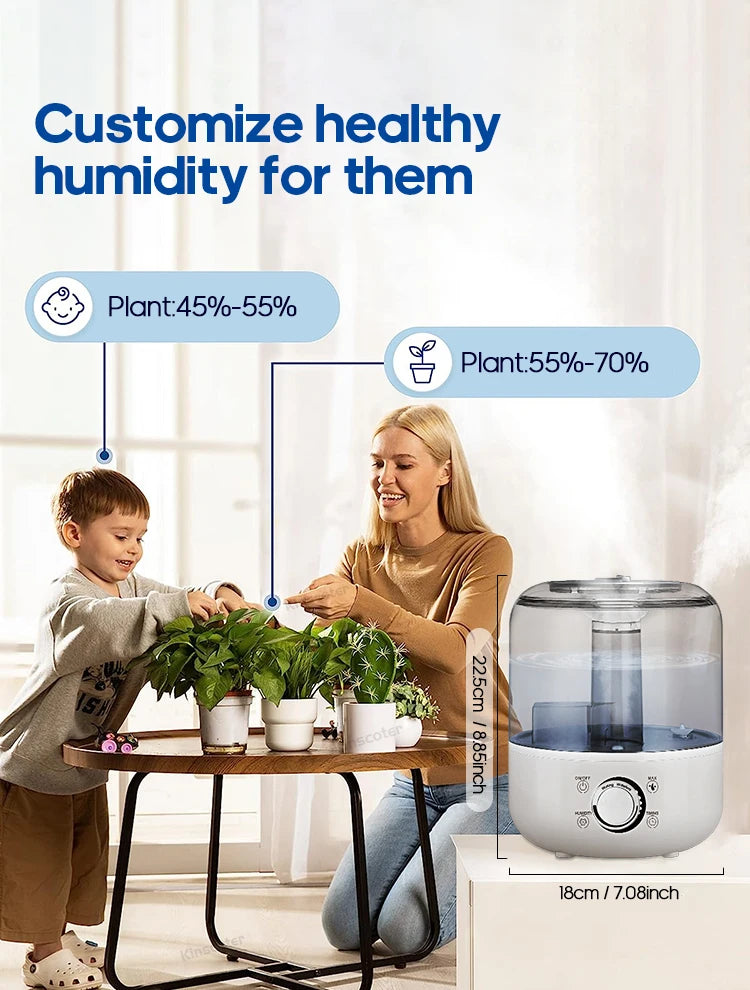 KINSCOTER 3L Air Humidifier Professional Large Capacity Home Humidifier Plant Mist Aroma Diffuser with Remote Control Timer