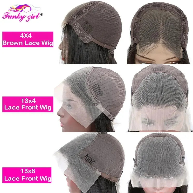 Brown Color Lace Front Human Hair Wig Brazilian Transparent Lace Wigs Bone Straight Lace Closure Wigs For Women PrePlucked Wigs