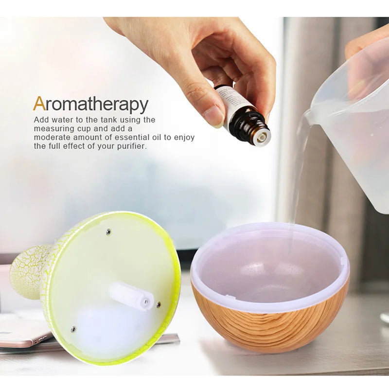 Mute fog measure wood grain vase humidifier Home bedroom indoor office night light ultrasonic humidifier